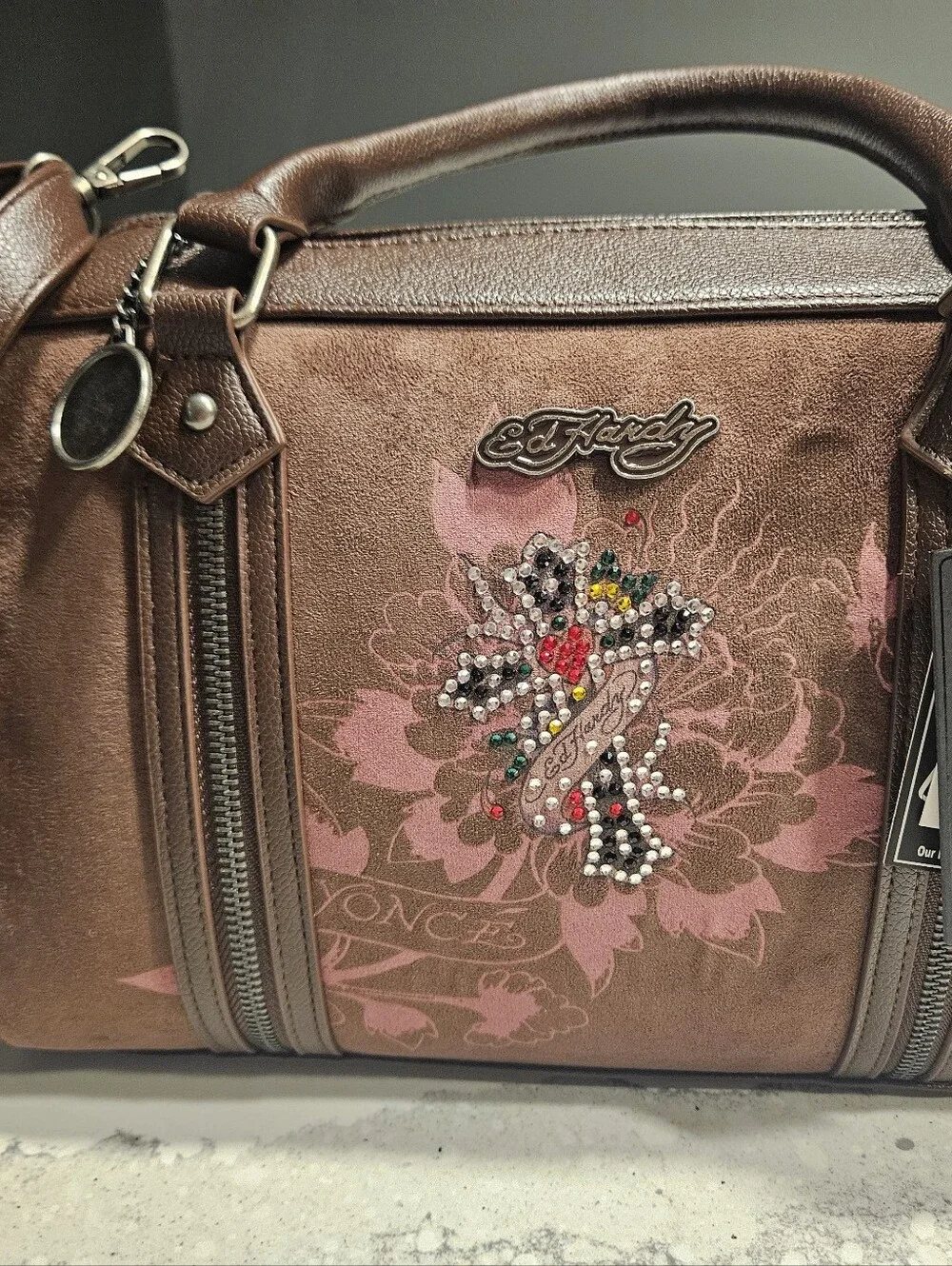 NEW Ed Hardy & Beyonce brown satchel - RARE FIND